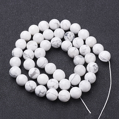 Chapelets de perles howlite naturelles , ronde, 4~8mm, Trou: 0.8~1mm