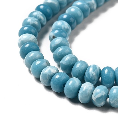 Brins de perles pierres fines naturelles , imitation de larimar, teint, rondelle, bleu ciel