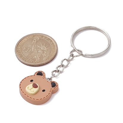 Porte-clés pendentifs en résine sur le thème animal, avec porte-clés en fer, formes mixtes