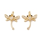 Brass Micro Pave Clear & Black Cubic Zirconia Charms, with Jump Ring, Cadmium Free & Lead Free, Dragonfly
