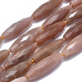 Natural Agate Beads Strands, Faceted, Rice