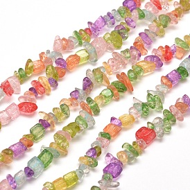 Synthetical Quartz Chip Bead Strands, Dyed, 5~8x5~8mm, Hole: 1mm, about 31.5 inch