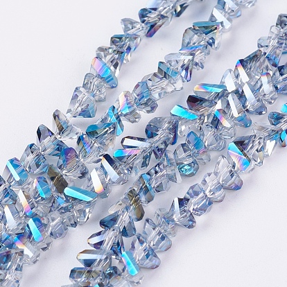 Perles en verre electroplate, demi arc-en-ciel plaqué, facette, triangle
