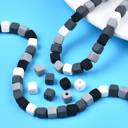 Handmade Polymer Clay Beads Strands, Cube