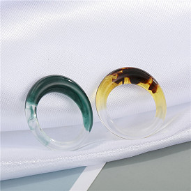 Bohemian Minimalist Transparent Ring with Half-Circle Gradient Leopard Print for Women