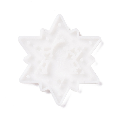 Снежинка с подвеской снеговика силиконовые формы, формы для литья смолы, для уф-смолы, изготовление изделий из эпоксидной смолы, Новогодняя тема
