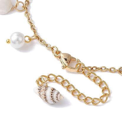 Bracelets de cheville à breloques en spirale naturelle et perles de verre