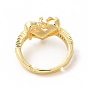 Регулируемое кольцо в форме сердца из розового кубического циркония, украшения из латуни для женщин
