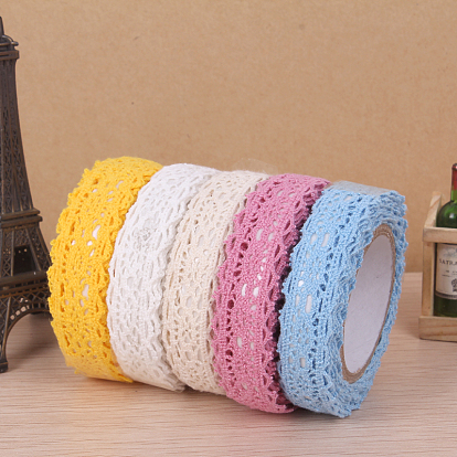 Flower Fabric Cord, with Double Side Adhesive Tape on the Other Side, 18mm, about 2m/roll, 1roll/box, box: 69x52x16mm