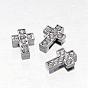 Alloy Cross Slide Charms with Grade A Rhinestones, 13x9x4mm, Hole: 8x2mm