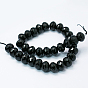 Natural Black Onyx Beads Strands, Dyed, Faceted, Rondelle, Black