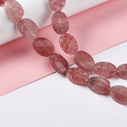 Naturel de fraise de quartz brins de perles, torsion ovale  