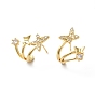 Clear Cubic Zirconia Butterfly Stud Earrings, Rack Plating Brass Jewelry for Women, Lead Free & Cadmium Free