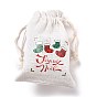 Christmas Cotton Cloth Storage Pouches, Rectangle Drawstring Bags, for Candy Gift Bags