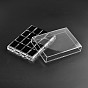 Cuboid Organic Glass Ring Display Boxes, with Velour, 16 Compertments, 14.5x10.7x4cm