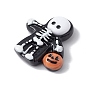 Cabochons en résine opaque thème halloween, noir, squelette/chaussures/main squelette/fantôme/lunettes/chapeau/maison/motif chat