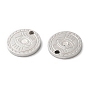 316L Surgical Stainless Steel Charms, Flat Round with Eye Charm, Textured