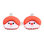 Christmas Opaque Resin Pendants, with Platinum Plated Iron Loops, Santa Claus Charm