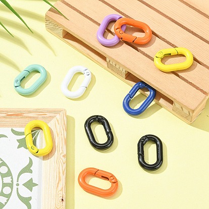 10 anillos de compuerta de resorte de aleación pintados con aerosol, anillo ovalado