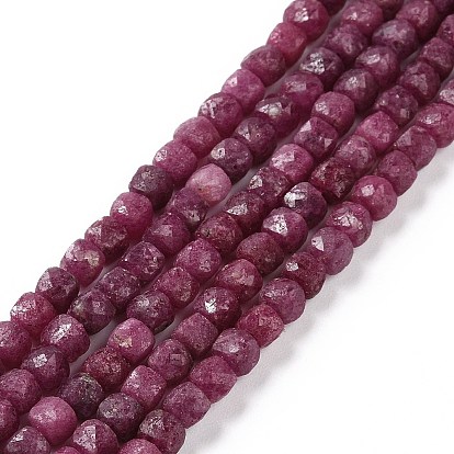 Natural Ruby Beads Strands, Cube