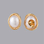 Stud Earrings, with Natural Baroque Pearl Keshi Pearl Beads, Brass Findings and Ear Nuts