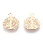 Rack Plating Brass Filigree Charms, Etched Metal Embellishments, Long-Lasting Plated, Leaf Charms