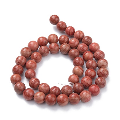 Natural Silver Line Jasper Beads Strands, Dyed & Heated, Round