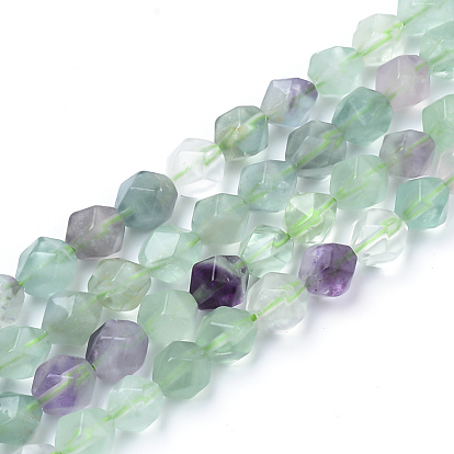 Perlas naturales fluorita hebras, cuentas redondas con corte de estrella, facetados