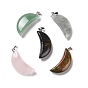 Natural Gemstone Pendants, with Platinum Tone Brass Findings, Moon