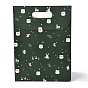 Christmas Themed Pattern Rectangle Kraft Paper Flip Bags, with Handle, Gift Bags, Shopping Bags