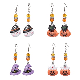 Halloween Theme Resin Dangle Earrings, 316 Surgical Stainless Steel Jewelry