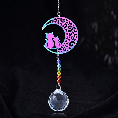 Stainless Steel with Glass Beaded Hanging Pendant Decorations, Suncatchers for Party Window, Wall Display Decorations