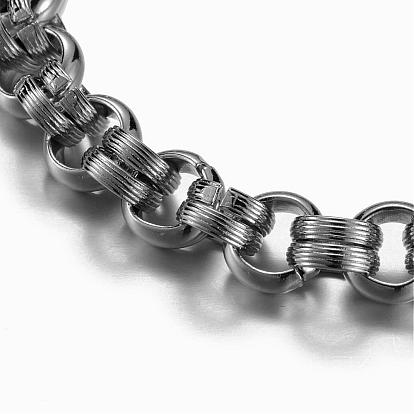 304 Stainless Steel Rolo Chains Bracelets, with Lobster Claw Clasps