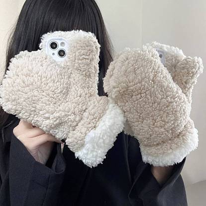 Warm Plush Gloves Mobile Phone Case for Women Girls, Plastic Winter Protective Covers for iPhone13/13 Pro/13 Pro Max/14/14 Pro/14 Plus/14 Pro Max