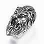 304 Stainless Steel Magnetic Clasps with Glue-in Ends, Lion Head