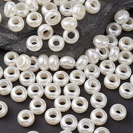 ABS Plastic Imitation Pearl Rondelle Large Hole European Beads