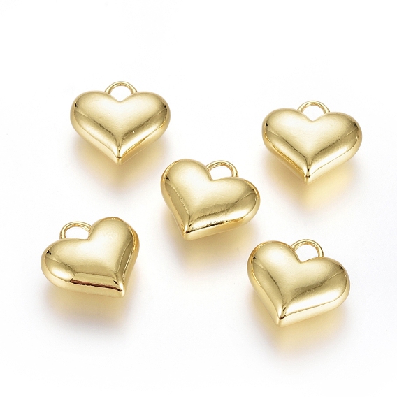 Brass Pendants, Long-Lasting Plated, Heart