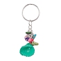 Spray Painted Sea Shell Keychains, with Iron Split Key Rings and Synthetic Turquoise Beads
