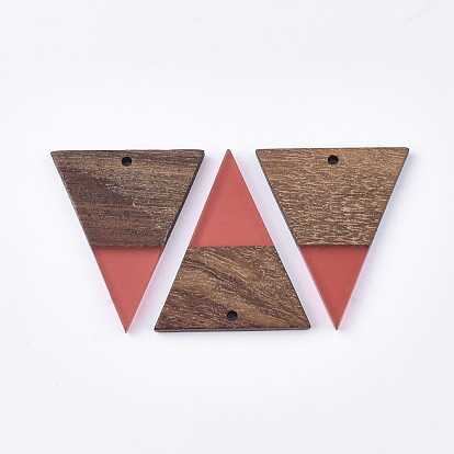 Colgantes de resina y madera de nogal, triángulo