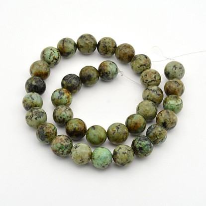 Brins de perles rondes en turquoise africaine naturelle (jaspe)