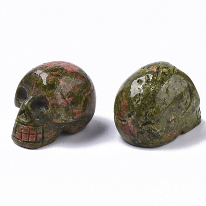 Cuentas de piedras preciosas naturales de halloween, sin agujero / sin perforar, cráneo