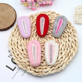 Accessoires d'ornement en feutre de laine faits à la main d'oreille de lapin, pour bricolage enfants élastique à cheveux