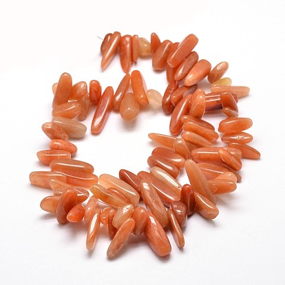 Natural Red Aventurine Chip Beads Strands, 8~30x5~12mm, Hole: 1mm, about 15.3 inch ~15.7 inch