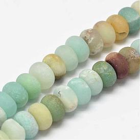 Frosted Rondelle Natural Flower Amazonite Beads Strands