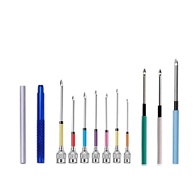 Stainless Steel Punch Embroidery Tool Kits, including Punch Needle Handle, Replacement Needle