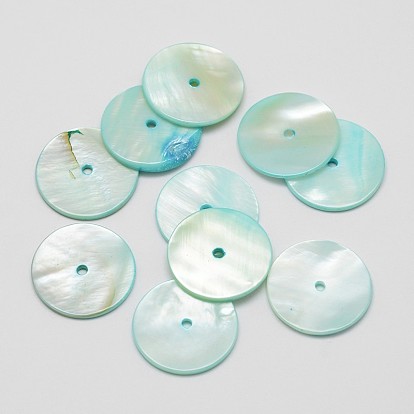 Cuentas de concha natural teñidas, disco / plano y redondo, perlas heishi, 20x2 mm, agujero: 2 mm
