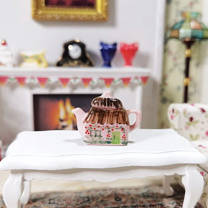 Ornements de théière miniature en porcelaine, accessoires de maison de poupée de jardin paysager micro, faire semblant de décorations d'accessoires