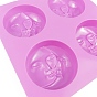 Moldes de silicona de jabón de bricolaje, para hacer jabones artesanales, redondo plano con patrón de luna y cara, 4 cavidades