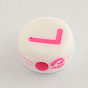 Opaque Acrylic Flat Round Beads, Horizontal Hole Letter Beads, 7x4mm, Hole: 2mm, about 3600pcs/500g