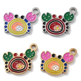 304 Stainless Steel Enamel Charms, Crab Charm